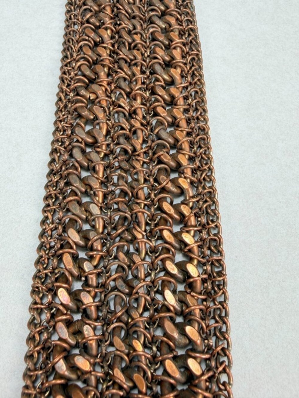Heavy Copper Mesh Cuff Bracelet Chunky Artisan Statement Jewelry - Picture 7 of 8